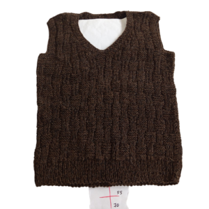 Men’s Hand-Knitted Wool Vest with Textured Pattern