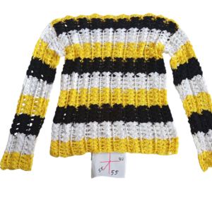 Hand-Crocheted Blouse with Graphic Stripe Pattern
