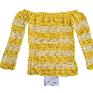 Hand-Crocheted Blouse with Soft Stripe Structure