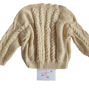 Hand-Knitted Wool Sweater – 100% Home-Spun Wool Yarn, Natural Color