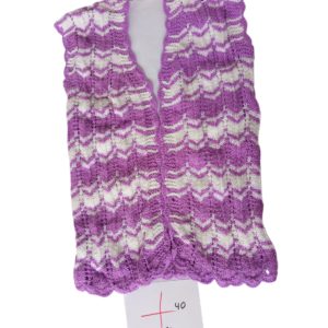 Soft Chevron Knit Vest in Purple & White